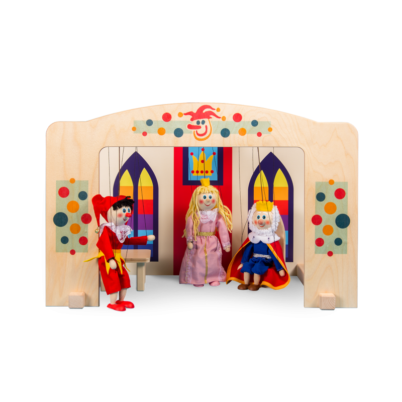 Théâtre En Bois Pour Marionnettes – Cirque Michelle Carlslund, 68x7x115 Cm – Jouet Éducatif & Carte Animal – Dès 3 Ans